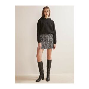 Jimmy Key Women's Black Loose Fit High Waist Pleated Mini Skirt