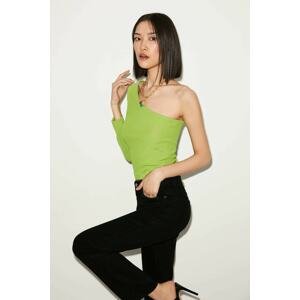 GRIMELANGE Bloom Asymmetrical Slim Fit Green Blouse