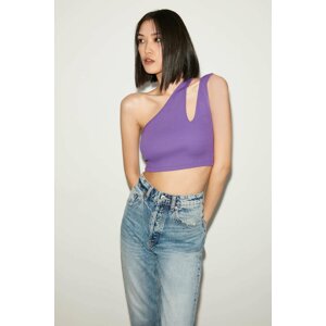 GRIMELANGE Liana Asymmetrical Slim Fit Purple Blouse