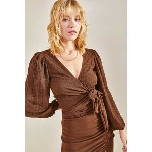 Bianco Lucci Blouse - Brown - Regular fit