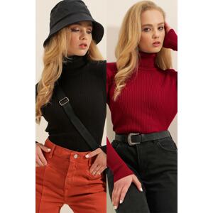 Bigdart 10311 Black and Claret Red 2-pack Turtleneck Knitwear Sweater