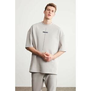 GRIMELANGE Project Men's Oversize Fit Thick Textured Fabric T-shir