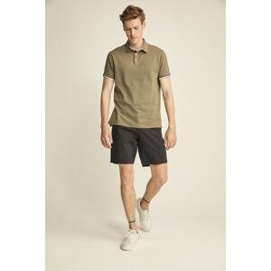 GRIMELANGE Noah Men's Khaki Polo Neck Slim Fit T-shirt.