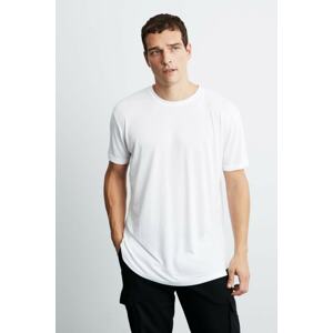 GRIMELANGE Oscar Men's Long Fit Flowy Fabric White T-shirt