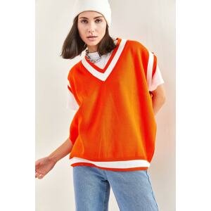 Bianco Lucci Sweater Vest - Orange - Oversize