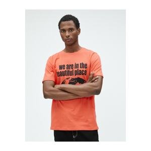 Koton Slogan Printed T-Shirt, Crew Neck, Slim Fit Cotton.