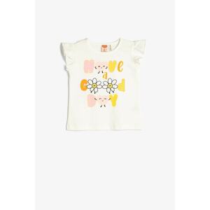 Koton Baby Girl Crew Neck Sleeveless Ruffled Daisy Printed T-Shirt 3smg30020ak