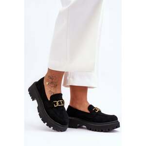 Women's suede loafers on the platform of black Larey
