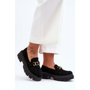 Women's suede loafers on the platform of black Larey