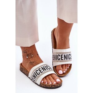 Cork sandals with crystals white Be Nice