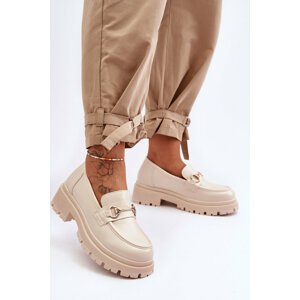 Women's classic moccasins on the platform Beige Miracle