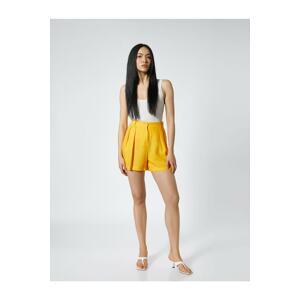 Koton Linen Blend Shorts Loose Cut Pleated