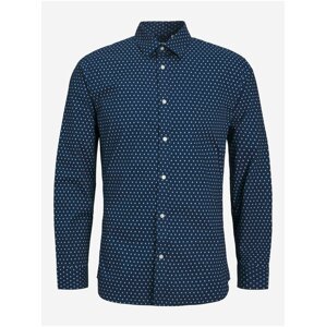 Dark Blue Mens Patterned Shirt Jack & Jones Joe - Men