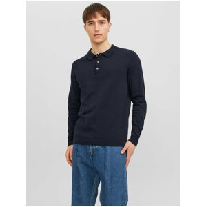 Jack & Jones Dark Blue Mens Long Sleeve Polo T-Shirt Jack & J - Men