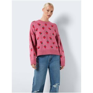 Pink Women Patterned Oversize Sweater Noisy May Juicy - Women