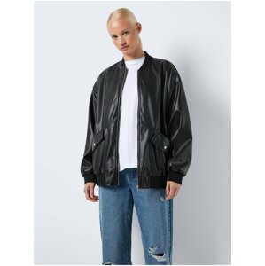 Black Leatherette Oversize Bomber Noisy May Ronja - Women