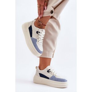 Women's sports shoes on a massive platform white-blue Gemma