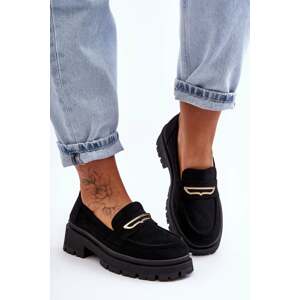 Women's Suede Slip-on Moccasins Black Pure Love