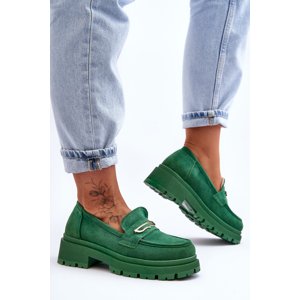 Women's Suede Slip-on Moccasins Green Pure Love