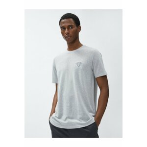 Koton Embroidered Detailed T-Shirts, Textured Crew Neck Short Sleeves.