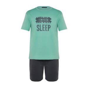 Trendyol Pajama Set - Green - Slogan