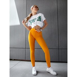 Women's ribbed mustard cotton leggings