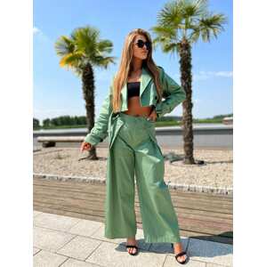 Miss city set with wide trousers and short khaki jacket