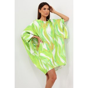 Official green-and-white patterned Miss city kimono dress