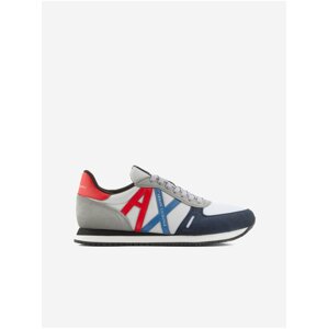 ARMANI EXCHANGE Blue and white mens sneakers with details in suede finish Armani Exchang - Men