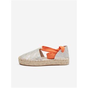 Orange Silver Women's Patterned Espadrilles for Tying Guess Ja - Ladies