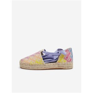 Pink-yellow Women's Patterned Espadrilles for Tying Guess Jalene 3 - Ladies