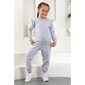 zepkids Girl's Shoulder Ruffle Detailed Two-piece Suit