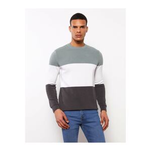 LC Waikiki Crew Neck Long Sleeve Color Block Men's Knitwear Sweater