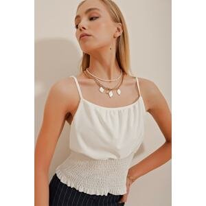 Trend Alaçatı Stili Women's White Sandy Crop Top with Adjustable Straps