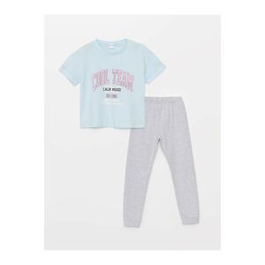 LC Waikiki Crew Neck Printed Short Sleeve Girls' Pajamas Set