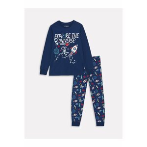 LC Waikiki Crew Neck Printed Long Sleeve Boys' Pajamas Set