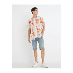 Koton Summer Shirt with Floral Print, Classic Collar Cotton