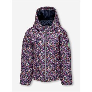 Dark blue girly floral quilted jacket ONLY New Talia - Girls