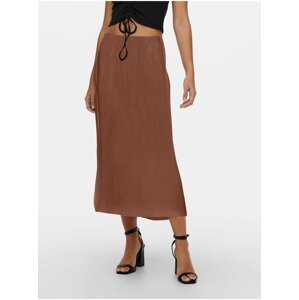 Brown Ladies Satin Maxi Skirt ONLY Mayra - Ladies