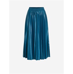 Blue Ladies Satin pleated midi skirt VILA Nitban - Ladies