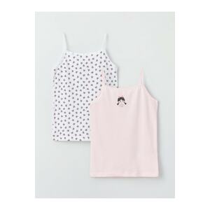 LC Waikiki Square Collar, Printed Undershirt for Girls 2-pack.