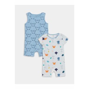 LC Waikiki Crew Neck Printed Baby Boy Rompers 2-Pack