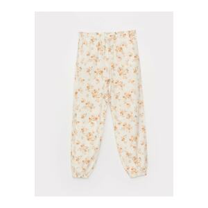 LC Waikiki Girls' Pants with an Elastic Waist with Flowers