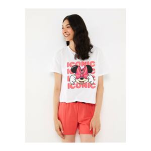 LC Waikiki Crew Neck Minnie Mouse Printed Short Sleeve Women's Shorts Pajamas Set