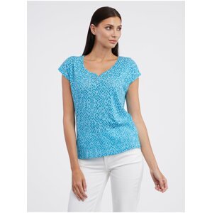 Blue Women's Patterned T-Shirt CAMAIEU - Women