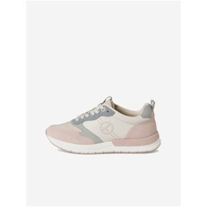 Women's White and Pink Suede Sneaker - Women's