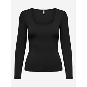 Black Womens Basic Long Sleeve T-Shirt ONLY Lea - Women