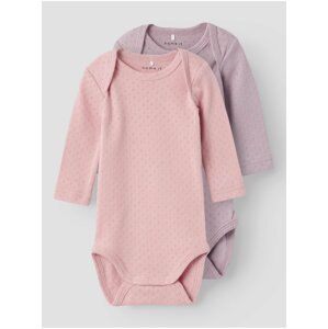 name it Set of two girly patterned body in light purple and pink on - Girls