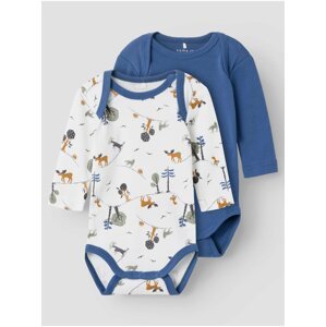 Set of two boys' bodysuits in white and blue name it - Boys