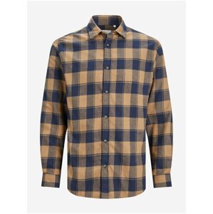 Brown Mens Plaid Shirt Jack & Jones Plain - Men